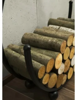 FARM COOK - Range-bûches rond spiral en acier noir 80 cm