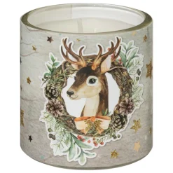 FEERIC LIGHTS & CHRISTMAS - Set de 3 bougies parfumées photophore en verre d 5 x h 6 cm - vert