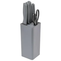 FIVE SIMPLY SMART - Bloc 5 couteaux avec ciseaux "néo" 36cm gris