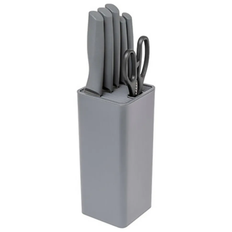 FIVE SIMPLY SMART - Bloc 5 couteaux avec ciseaux "néo" 36cm gris