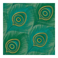 FRANCOISE PAVIOT - Serviettes x20, intissé 25x25 cm -Paon