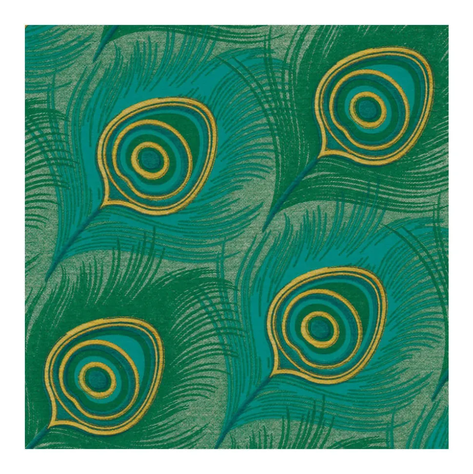 FRANCOISE PAVIOT - Serviettes x20, intissé 25x25 cm -Paon