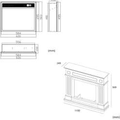 FUEGO - Cheminee electrique murale 1500 w antracite mdf effet flamme 3d