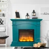FUEGO - Cheminee electrique turquoise en mdf avec effet led et telecommande 1500w