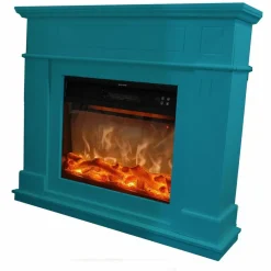 FUEGO - Cheminee electrique murale turquoise en mdf pour interieur contemporain