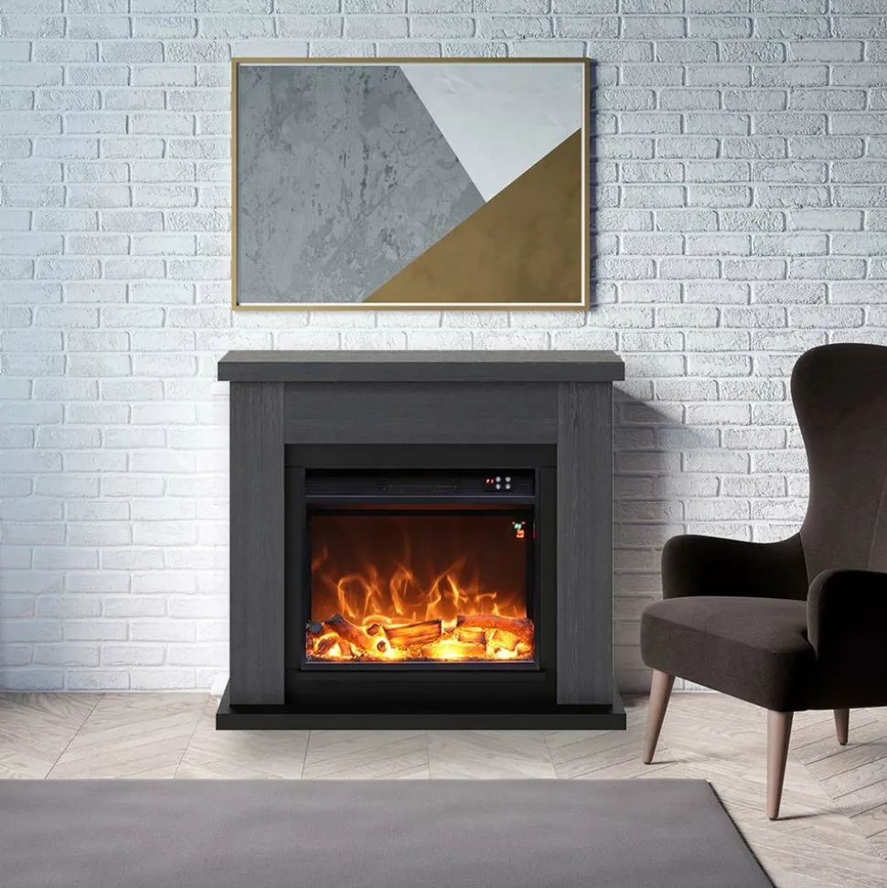 FUEGO - Cheminee murale 1500w caminetto fuego paolo gris