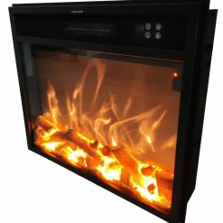 FUEGO - Insert de chauffage electrique noir en mdf 1500w telecommande incluse