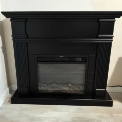 FUEGO - Insert de chauffage electrique noir en mdf 1500w telecommande incluse