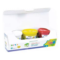 GIOTTO - Coffret 6 pots de gouache au doigt - 100ml, couleurs assorties
