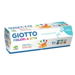GIOTTO - Coffret 6 pots de gouache au doigt - 100ml, couleurs assorties