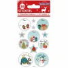 GLOBAL GIFT - 36 étiquettes adhésives de noël - paillettes argentées