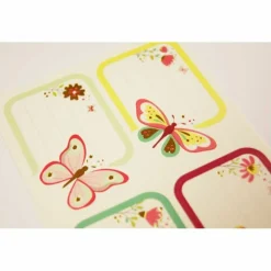 GLOBAL GIFT - 16 étiquettes adhésives scolaires - rectangle - illustrations de papillons