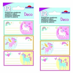 GLOBAL GIFT - 24 étiquettes adhésives scolaires - rectangle - licornes magiques