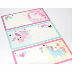 GLOBAL GIFT - 24 étiquettes adhésives scolaires - rectangle - licornes magiques