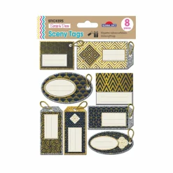 GLOBAL GIFT - 8 étiquettes autocollantes cadeaux - géométrique - paillettes