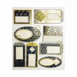 GLOBAL GIFT - 8 étiquettes autocollantes cadeaux - géométrique - paillettes