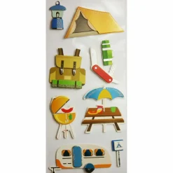 GLOBAL GIFT - Autocollants en relief à paillettes - camping