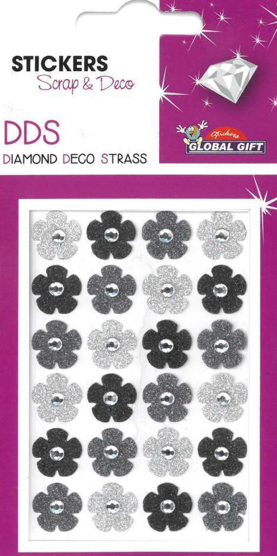 GLOBAL GIFT - Stickers Diamond Deco Strass 8 x 12 cm - Différents thèmes possibles