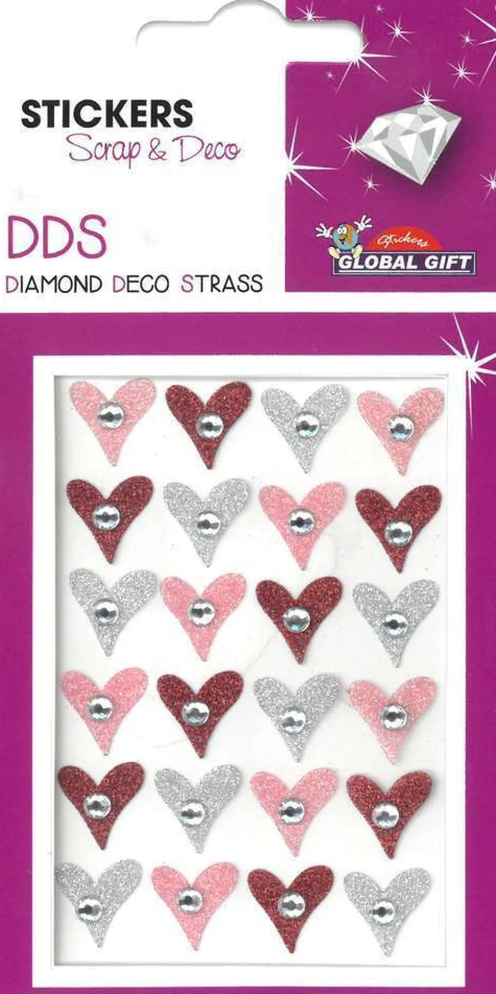 GLOBAL GIFT - Stickers Diamond Deco Strass 8 x 12 cm - Différents thèmes possibles