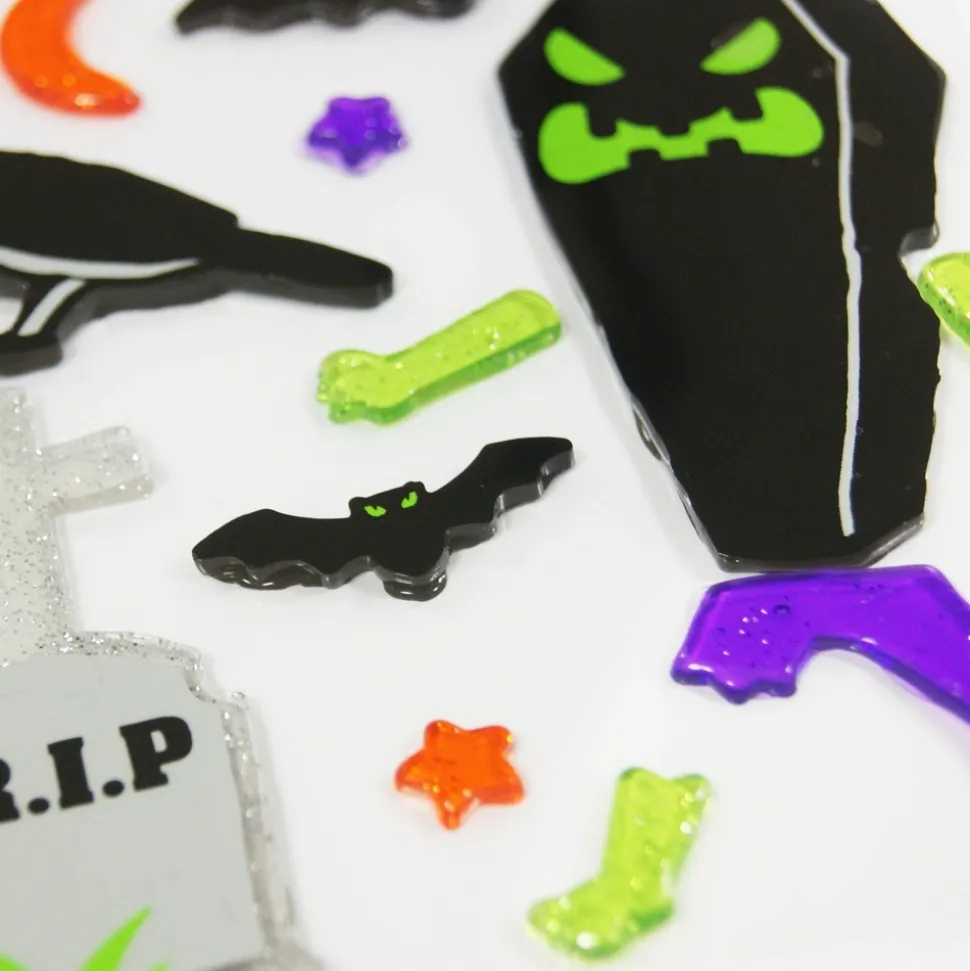 GLOBAL GIFT - Stickers gel halloween - cercueil et tombe