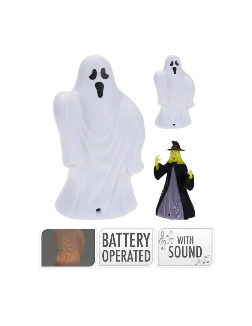 GÉNÉRIQUE - Lanterne halloween 14 cm avec modèles assortis led et son.