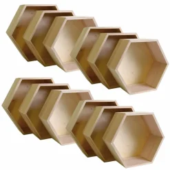 GRAINE CRÉATIVE - 4 blocs de 3 étagères hexagonales en bois