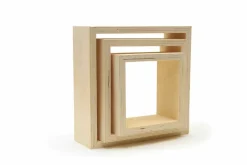 GRAINE CRÉATIVE - 6 blocs de 3 petites étagères carrées en bois 22, 18 et 14 cm