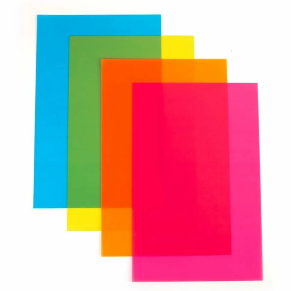 GRAINE CRÉATIVE - 4 feuilles de plastique dingue fluorescentes