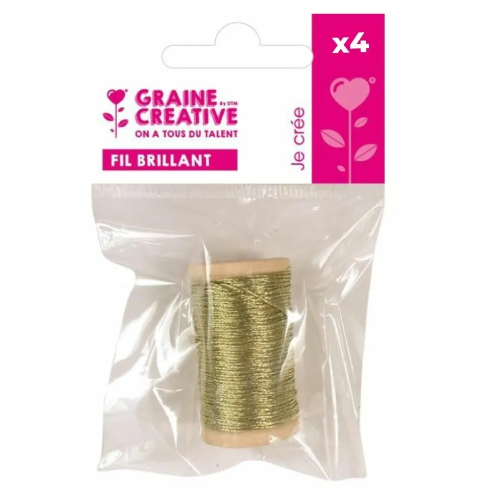 GRAINE CRÉATIVE - 4 fils brillants 20 m - doré