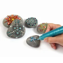 GRAINE CRÉATIVE - 5 galets à peindre - gris foncé