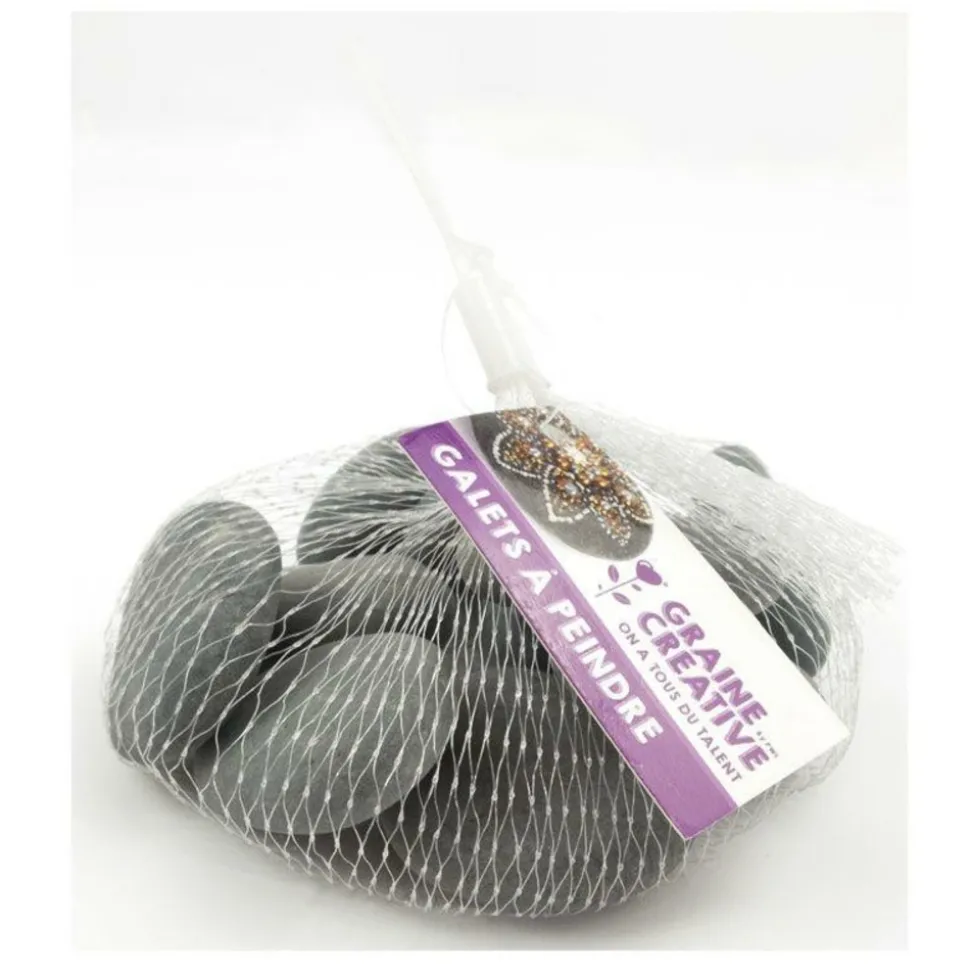 GRAINE CRÉATIVE - 5 galets à peindre - gris foncé