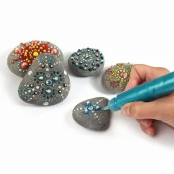 GRAINE CRÉATIVE - 10 galets à peindre - gris foncé