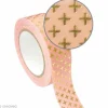 GRAINE CRÉATIVE - 2 masking tapes 1,5 cm x 10 m - fond rose et croix dorée