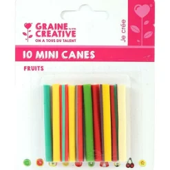 GRAINE CRÉATIVE - 10 mini canes pâte polymère à trancher 5 x 0,5 cm - fruits