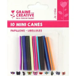 GRAINE CRÉATIVE - 10 mini canes pâte polymère à trancher 5 x 0,5 cm - papillons & libellules