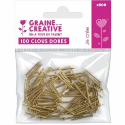 GRAINE CRÉATIVE - 500 mini clous dorés 20 mm