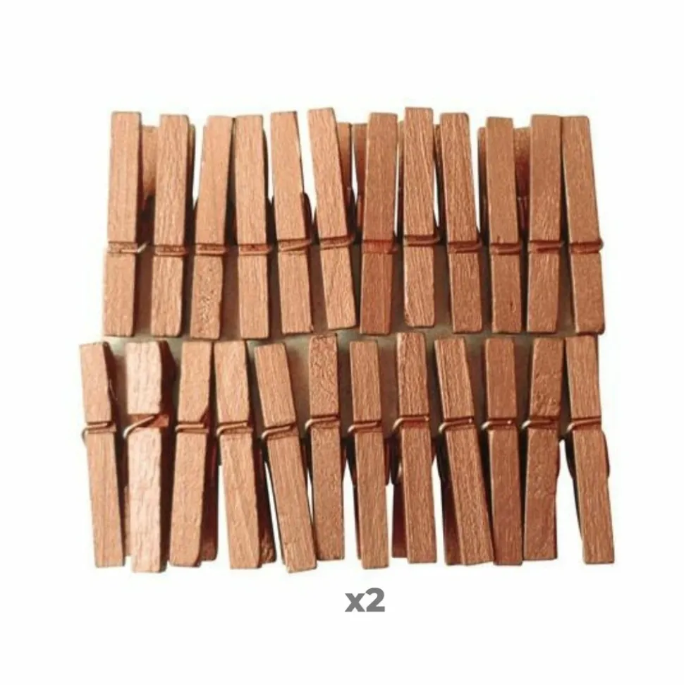 GRAINE CRÉATIVE - 48 mini pinces à linge bois 3 cm - cuivrées