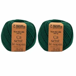 GRAINE CRÉATIVE - 2 pelotes de coton pour macramé ø 2,5 mm x 80 m - vert foncé