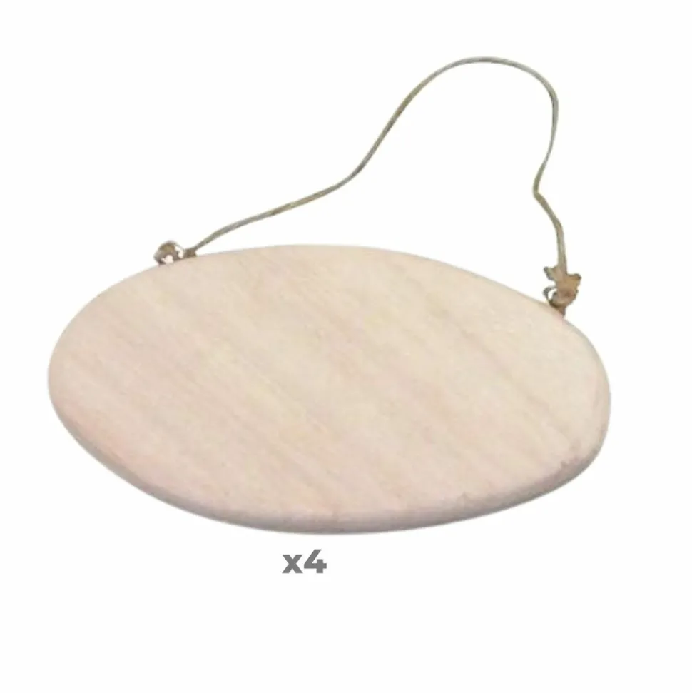 GRAINE CRÉATIVE - 4 plaques de porte ovale avec cordelette 14,5 cm