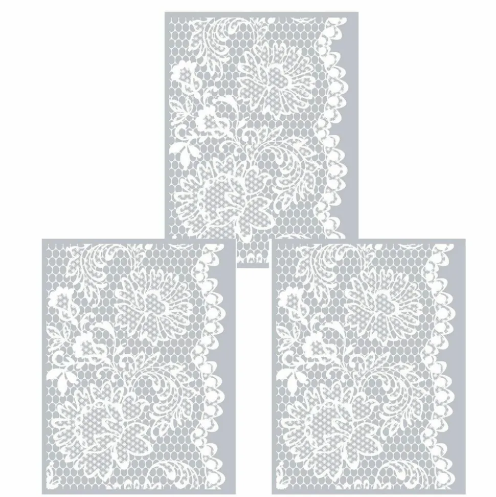 GRAINE CRÉATIVE - 3 pochoirs pâte polymère dentelle 11,4 x 15,3 cm