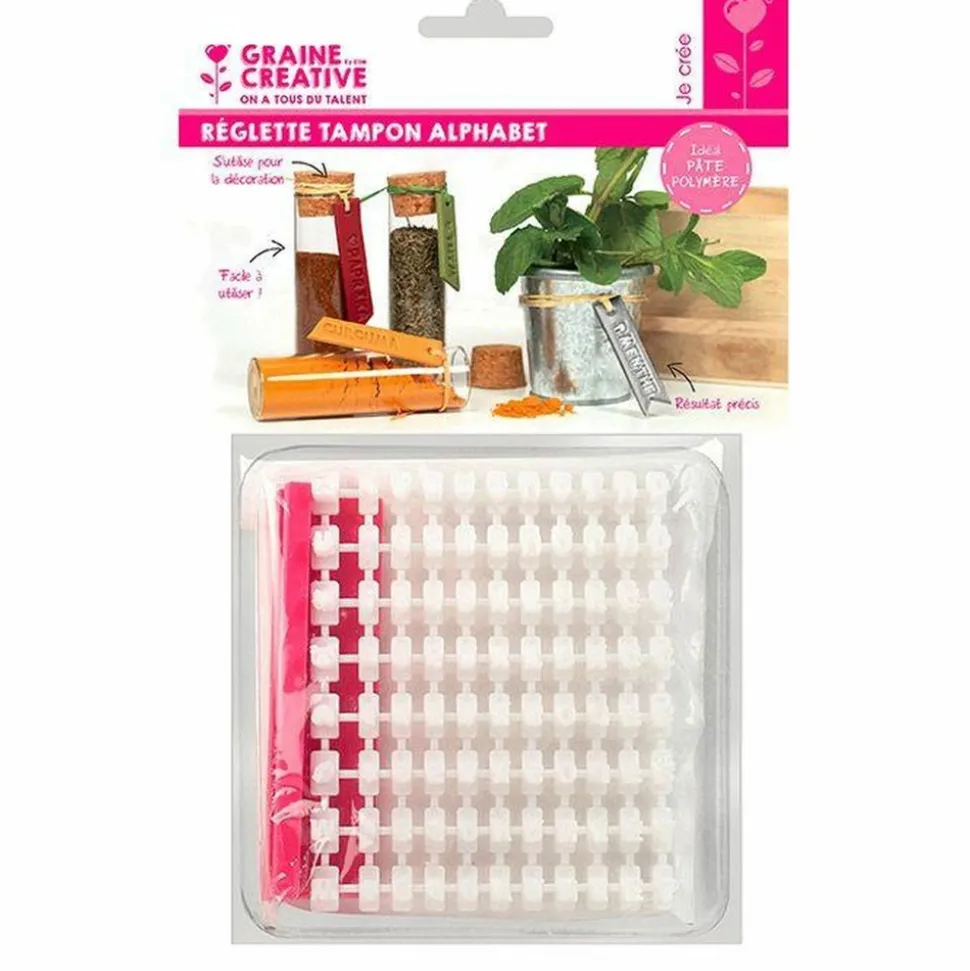 GRAINE CRÉATIVE - 3 réglettes tampon alphabet pour pâte polymère