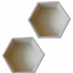 GRAINE CRÉATIVE - 2 étagères hexagonale en bois 30 x 26 x 10 cm