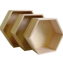 GRAINE CRÉATIVE - 3 étagères hexagonales en bois