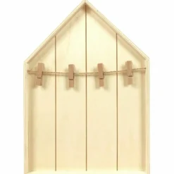 GRAINE CRÉATIVE - 2 étagères maison en bois avec pinces à linge 19 x 28 cm