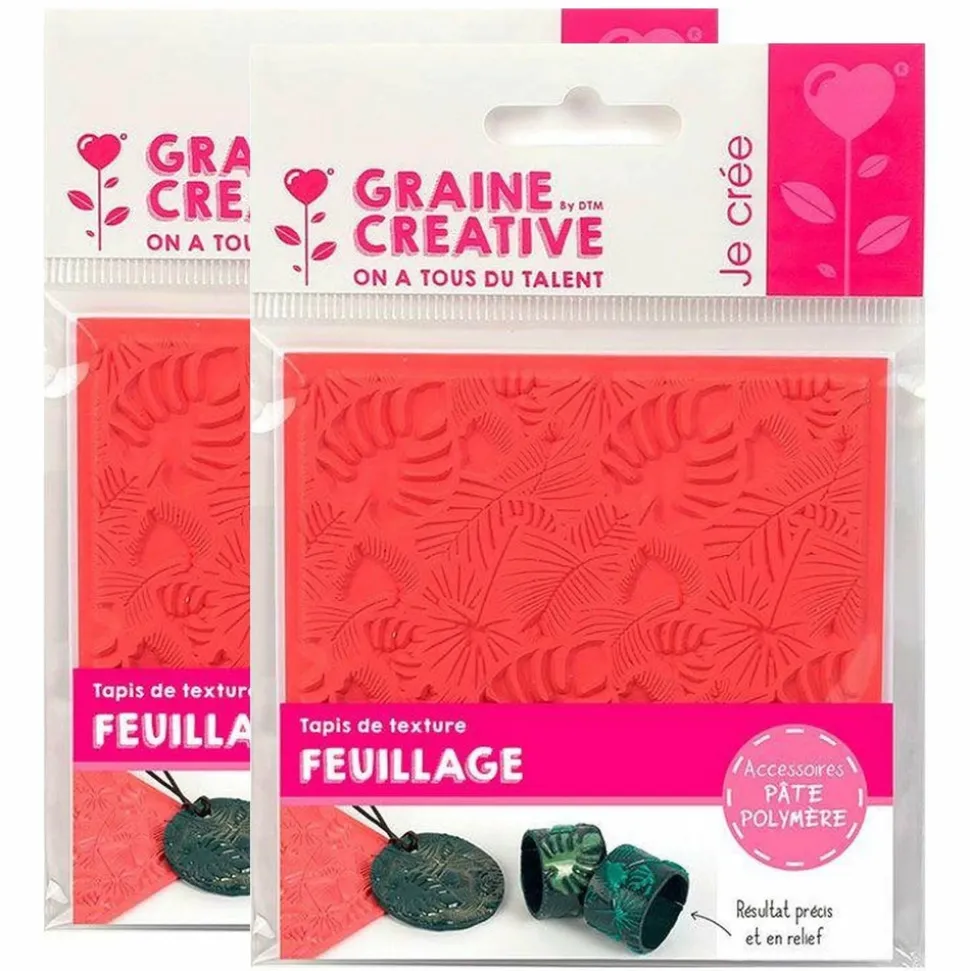 GRAINE CRÉATIVE - 2 tapis de texture pour pâte polymère - feuillage