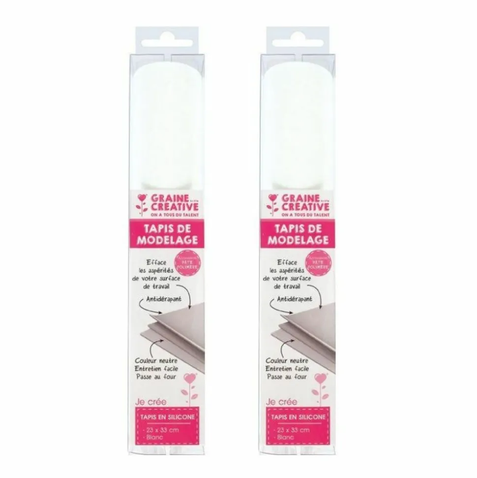 GRAINE CRÉATIVE - 2 tapis de modelage pour pâte polymère 23 x 33 cm