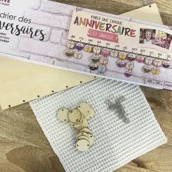 GRAINE CRÉATIVE - Calendrier des anniversaires en bois 40 x 12 cm