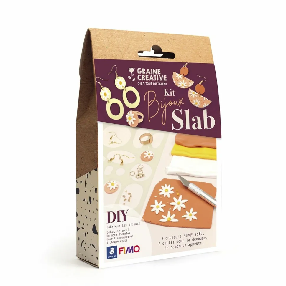 GRAINE CRÉATIVE - Coffret diy bijoux fleuris en pâte polymère