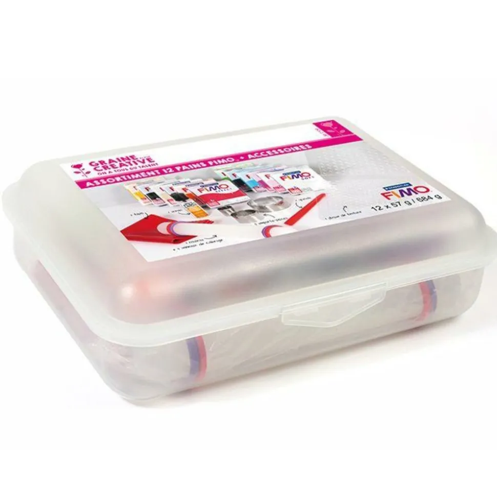 GRAINE CRÉATIVE - Coffret initiation modelage 12 pains de pâte polymère & accessoires