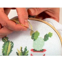 GRAINE CRÉATIVE - Coffret mon cercle en bois à broder ø 15,5 cm - cactus